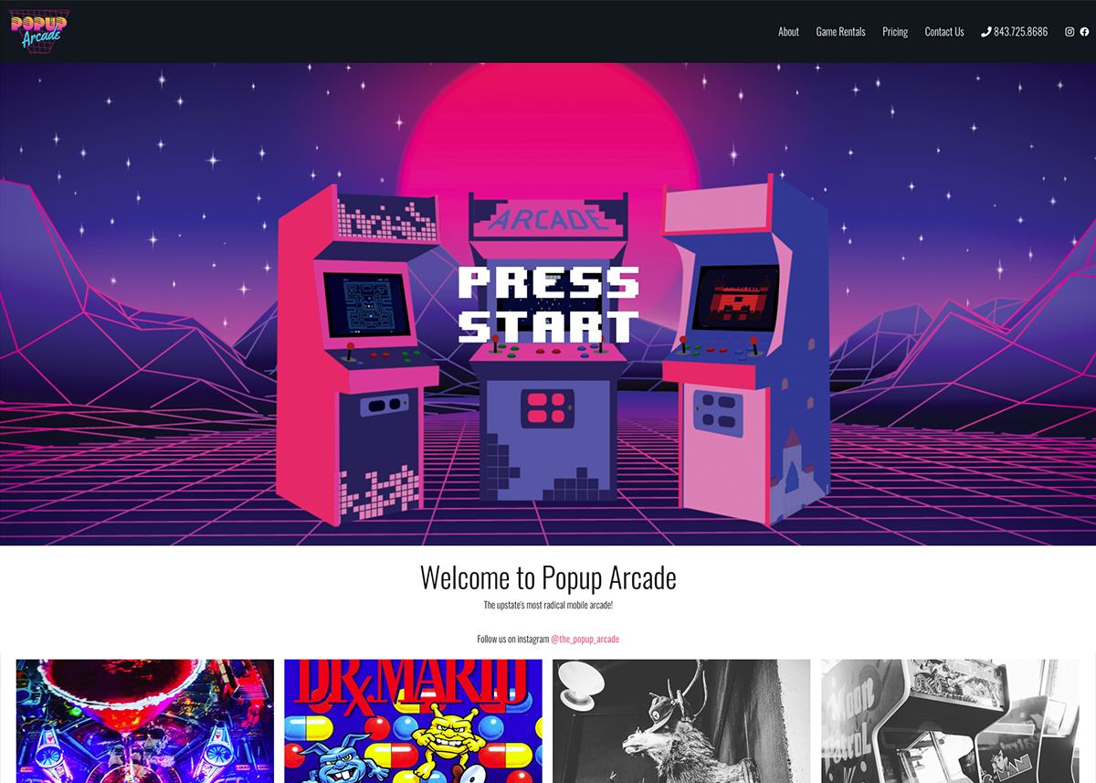 Screenshot of Popup Arcade website
